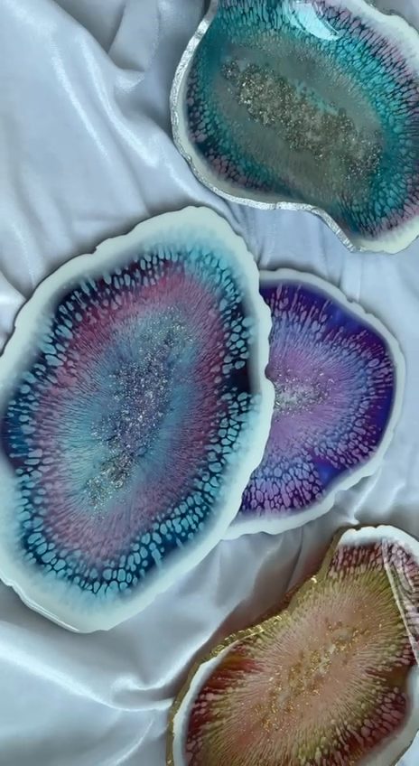 Geode Coaster Collection — stone & geode resin artwork by Lida
